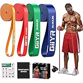 Giiyr Resistance Bands Set for Men & Women - 4 Levels Exercise Band with Door Anchor, Pull Up Bands for Strength Training, St