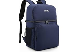 TOURIT 28L Sac Isotherme Sac à Dos Glacière Double Couches pour Pique-Nique Camping Voyage Randonnée Bleu