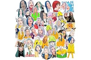 YANGSIW 50pcs Singer Billie E_ilish Stickers, Waterproof Vinyl Stickers for Water Bottles, Trendy Country Singer Vinyl Decals for Teens Laptop Phone Luggage Guitar Notebook Journal Skateboard Bumper …