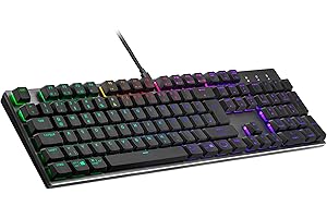 ‎COOLER MASTER Cooler Master SK652 Klawiatura mechaniczna (pełnowymiarowa) – z płaskimi, ruchomymi klawiszami, oświetleniem RGB, przewodowym złączem USB typu A, kompatybilna z komputerami PC i MacOS, układ DE,