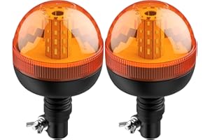 AUTOUTLET 2PCS Gyrophare LED Rotatif Orange 12V-24V E-Mark 40 SMD LED 3 Modes d'Eclairage Etanche Anti-Poussière pour Le Camion de Pompiers l'Ambulance l'Arroseur Routier Camion