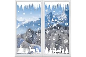 Fensterbilder Weihnachten Selbstklebend, Isisyu 217 Stk Eiszapfen Fensterdeko Weihnachten, Wiederverwendbar PVC Schneeflocken Fensterdeko Fenstersticker Weihnachten für Winter Fenster Weihnachten deko