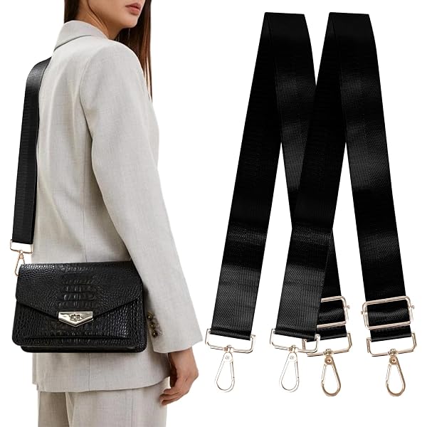 2x Verstellbare Schultergurte Für Taschen – 3,5 Cm Breit, Nylon, Schwarz/silber – Länge 72–130 Cm