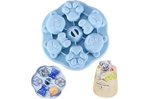 KAKET Form Niedliche Eiswürfelform mit auslaufsicherem abnehmbarem Deckel, Silikon-Eiswürfelformen machen 6 Eiswürfel Bärenform, leicht zu lösen und flexible Eiswürfelformen für Eis, Wasser, Getränke (blau)