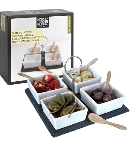 Moritz & Moritz 3-Tier Fruit Stand With Tongs - Square White Porcelain Display Tray - View #13