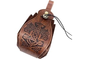 MAYTING Marsupio medievale in ecopelle con coulisse, cintura portatile LARP, stile vichingo, rinascimentale, cosplay, borsa per costumi steampunk, borsa per dadi per uomini e donne, B, 7" x 4.7", Medievale