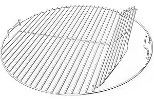 only fire Edelstahl Grillrost, Ø 54,5 cm, Grillrost Rund mit Griff, Grillgitter für Weber 57 cm Kugelgrill, Holzkohle Grill, Einzelne Öffnung, Gasgrill Zubehör, Schwenkgrill Grillzubehör