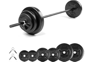 Phoenix Fitness Barbell Weight Set - 20kg Adjustable Barbell Set for Men and Women - Knurled Bar for Exercise, Muscle & Strength Training at Home & Gym - Weight: up to 20kg