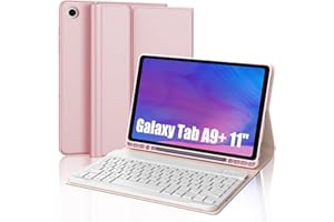SENGBIRCH Coque Clavier pour Samsung Galaxy Tab A9+ 11'' - AZERTY Français Clavier Détachable sans Fil Bluetooth pour Galaxy Tab A9+ 11 Pouces 2023, Rose Clair
