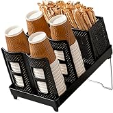 Cup and Lid Holder, Adjustable Coffee Cup Holder, Disposable Coffee Cup Organizer for Coffee Station, Bar, Office, Home, Rest