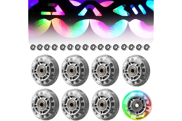 GOEDCH Roues de Skate en Ligne: 8 Pièces 72mm Rechange pour Patins, Silber Transparent PU à Bagages avec Roulement, Roues de Patins à Roulettes Intérieur/Extérieur haute Élasticité