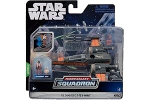 Bizak Star Wars Micro Galaxy Squadron PoE Dameron T-70 X-Wing 62610040 - Veicolo 12 cm con due figure PoE Dameron e BB8