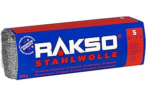RAKSO Stahlwolle grob 5-200g, 1 Banderole, abtragen Beizschlamm v. Holz, entfernt Farbspritzer auf Glas, Flugrost auf Werkzeugen