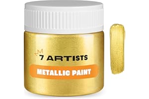 7 Artists Peinture Acrylique Dorée 50 ml | Or Brillant | Golden Liquide | Tout Support - pour Pierre Tombale, Tombe, Bois