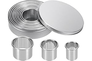 Bczhieulw 12 pezzi coppapasta tondi, larghezza: da 2,4-11,2 centimetri (12 dimensioni), altezza 3 centimetri, in acciaio inossidabile, utilizzati per la preparazione di dolci, biscotti, ecc
