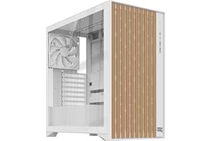 NEWWAY - NW1 Boitier PC Façade en Bois - Moyen Tour Compatible ATX/Micro-ATX/ITX - Type C USB - Ventilateurs Inclus 3x140MM PWM - Panneau latéral Verre tempéré (Blanc)