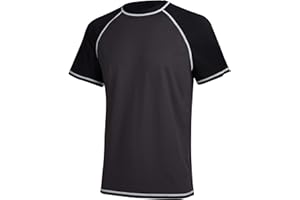 MILANKERR Mens Shirts UV Rash Guards Short Sleeves Quick Dry Swimming Top Surfing Sun Protection 50+ Diving Wetsuits Swimsuit