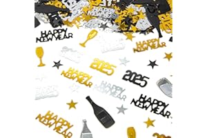 PEJLND Konfetti Streudeko Silvester Deko 2025-15g Glitzer Gold Silber Silvester Tischdeko Happy New Year Deko 2025,Neujahr Deko Confetti Deko Silvester Party,Neujahrsdeko Luftschlangen für Karneval Part