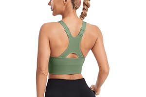 HANERDUN Sport BH Starker Halt Damen Verstellbar Träger Yoga Bra mit Gepolstert Nahtlose Ohne Bügel Breiten Trägern Racerback für Fitness Lauf Joggen