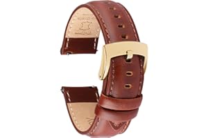 OTTOODY Bracelet de Montre en Cuir Libération Rapide 18mm 19mm 20mm 21mm 22mm, Élégant Bande Bracelet de Montre de Remplacement en Cuir de Grain Supérieur pour Homme Femme, Montre et Montre Connectée