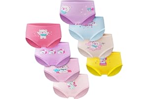 HOTUT majtek bawełnianych dziewczęcych, 8 sztuk wygodne majtki bawełniane, bielizna dziewczęca Majtki z uroczym nadrukiem, miękkie wygodne, bawełna, 2–7 lat