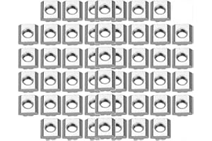 CAILIYA 50 pezzi Nichelata Rivestito in Carbonio dell'Argento di Carbonio del Dado del T-Scanalatura di Scorrimento del Carbonio per Profilo di Alluminio Accessori Standard Europeo(EU30-M8)