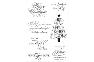 arriettycraft Timbri trasparenti con scritta in inglese "Merry Christmas", per realizzare biglietti, decorazioni o diari, timbri in gomma siliconica con albero di Natale, per album di ritagli,