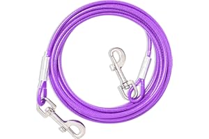 FENGCO Tie Out Leinen Für Hunde,3/6/9/15m,Tie Out Cables Für Hunde Hofleine,Hofleine Für mittlere bis große Hunde(Lila,9m)