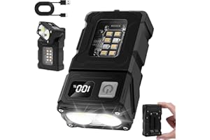flintronic Mała latarka, ładowalna mini latarka EDC USB C, lampa robocza COB z magnetyczną podstawą i klipsem na klamrę, super jasna latarka na kemping, wędrówki, nagłe wypadki, warsztat, naprawa
