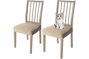 Viste tu hogar Pack 2 Funda Silla Comedor de 45 a 55 CM, Sin Respalda, 100% Poliéster, Impermeable, Fácil de Instalar y Limpiar, Cuadro, Camel