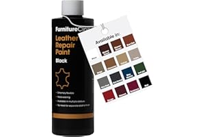 Furniture Clinic Peinture et teinture pour réparation du cuir | Colorant auto-scellant pour des réparations rapides et faciles | Convient aux canapés, sièges de voiture - Noir 250ml