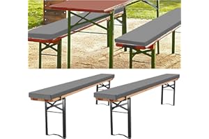 LYAFS 2 Stück gepolsterte Bierbankauflagen für Bierzeltgarnitur 220 x 25 x 3 cm XL Bankauflage waschbar mit Reißverschluss für Biertisch & Party Festzeltgarnitur (Grau, wasserabweisend)