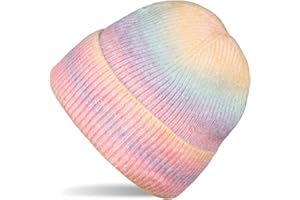 styleBREAKER Damska czapka dziergana z paskami gradient kolorów w stylu ombré, drobno dziergana czapka beanie 04024199