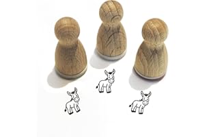 ‎STEMPLINO Stemplino® Ministempel® - Motiv: Elvis Esel F065-12mm Durchmesser - Holzstempel - Serie 10 - Tier Schule Kinder Stempel Bullet Journal Stempel mit Esel