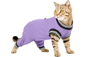 PUMYPOREITY Body Postoperatorio Gatos, Body Quirurgico Gato Body Postquirurgico Gatos Body Postoperatorio Hembra Body de Protección para Gato Traje Protector Pierna(Morado, L)