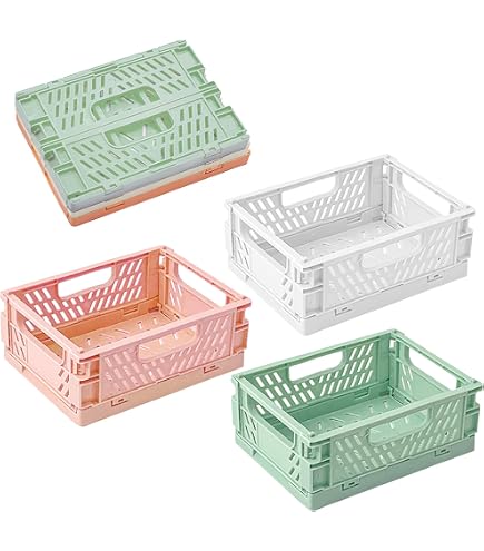 Annkky Cesto Portaoggetti in Plastica, Cesta Rettangolare, Bianca, A4, 6 Pack