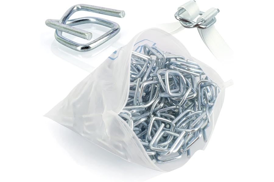 Heavy Duty Reusable Buckles 100pcs - Self-Locking Steel Buckle with Anti-Slip Coating for 12-19mm Woven Cord Strapping, Secure Pallet Banding Buckles for Industrial Packing