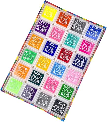 Multiprint - Coffret De 16 Mini Tampons Smiley World En Bois Et Caoutchouc, Encre Lavable Non Toxique, Made In Italy, Cadeau Enfant