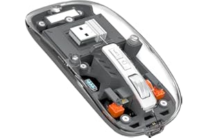 MAGIC-REFINER Mouse Wireless Ricaricabile, 2.4Ghz + Bluetooth 5.0 Silenzioso Mouse Senza Fili Ottico Ultra Sottile 2400 DPI, Mouse Gaming Trasparente, Batteria Visibile, per Laptop/PC/MacBook, Grigio