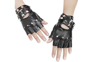 FakeFace Punk Gothic Style Cool Skull Rivetti PU Pelle Mezza Finger Guanti Antiscivolo Ammortizzante Ciclismo Equitazione Guida Guanti da Bicicletta Guanti Guanti Traspiranti Handwear