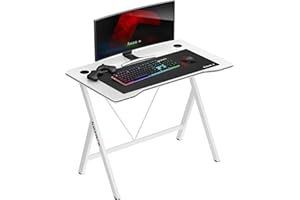 ‎HUZARO huzaro Hero 1.4 White | Computertisch Gamingtisch Schreibtisch Bürotisch PC Tisch | 100 x 50 cm | Zwei Kabeldurchführung | Gaming Homeoffice | Stahlkonstruktion Carbon Tischplatte | Weiß