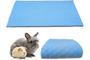 NEO SOLVO Tapis Litière Polaire pour Cochon d'Inde et Lapin - 60 x 120 cm Bleu avec Une Couverture Tunnel Polaire séparée - Absorbant et Imperméable - Facile à Nettoyer - Pliable - Cage et Enclos