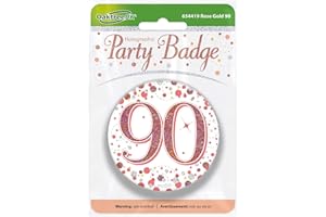 OakTree 3" Badge 90th Birthday Sparkling Fizz Rose Gold Holographic
