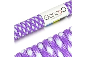 Ganzoo Paracord 550 linka do bransoletki, smycz, obroży, nylon/lina poliestrowa, długość 30 m, fioletowo-biała