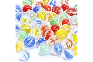 HAKACC 105 sztuk szklanych kulek, 14 mm, małe kolorowe kulki do zabawy w kulki, dekoracja dla dzieci i domu