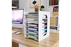 PUNCIA PUNCA Organizer Documenti Scrivania 7 Livelli Portadocumenti Impilabile Economico in PVC Portadocumenti da Scrivania Organizzatore Raccoglitore Documenti A4 Porta Documenti per Ufficio a Casa Scuola