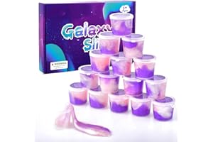BASYWIIM 15 Pack Galaxy Slime Kit, Stretchy and Non-Sticky, Play Education and Birthday Gift, For Girls Boys Kids Party Fun Stress Relief Toys, DIY Ideas Stress Relief Toys