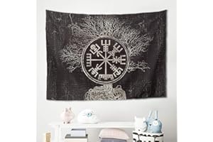 Gamoii Vikingo Yggdrasil Brújula Árbol de la Vida Tapiz Tapiz Manta de Picnic Toallas de Playa Yoga Meditación Mat Multicolored Cama Dormitorio Cama Blanca 230 x 150 cm