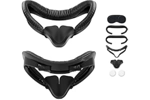 Sonicgrace Face Cover Facial Interface für Meta Quest 2 Zubehör, VR Zubehör Ersatzset mit 2 Stück bequemen Leder-Schaum-Gesichtspolstern, Linsenabdeckung, Nasenpolster und Daumenstick-Kappen