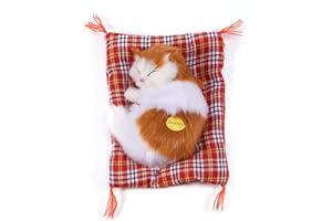 Dilwe Simulation Chat en Peluche Jouet - 4 Types de Sons avec Décoration de la Maison-Cadeau pour Les Enfants (Jaune + Blanc)